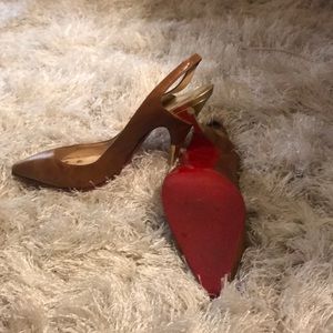 Christian Louboutin Beige/Gold slingback stiletto
